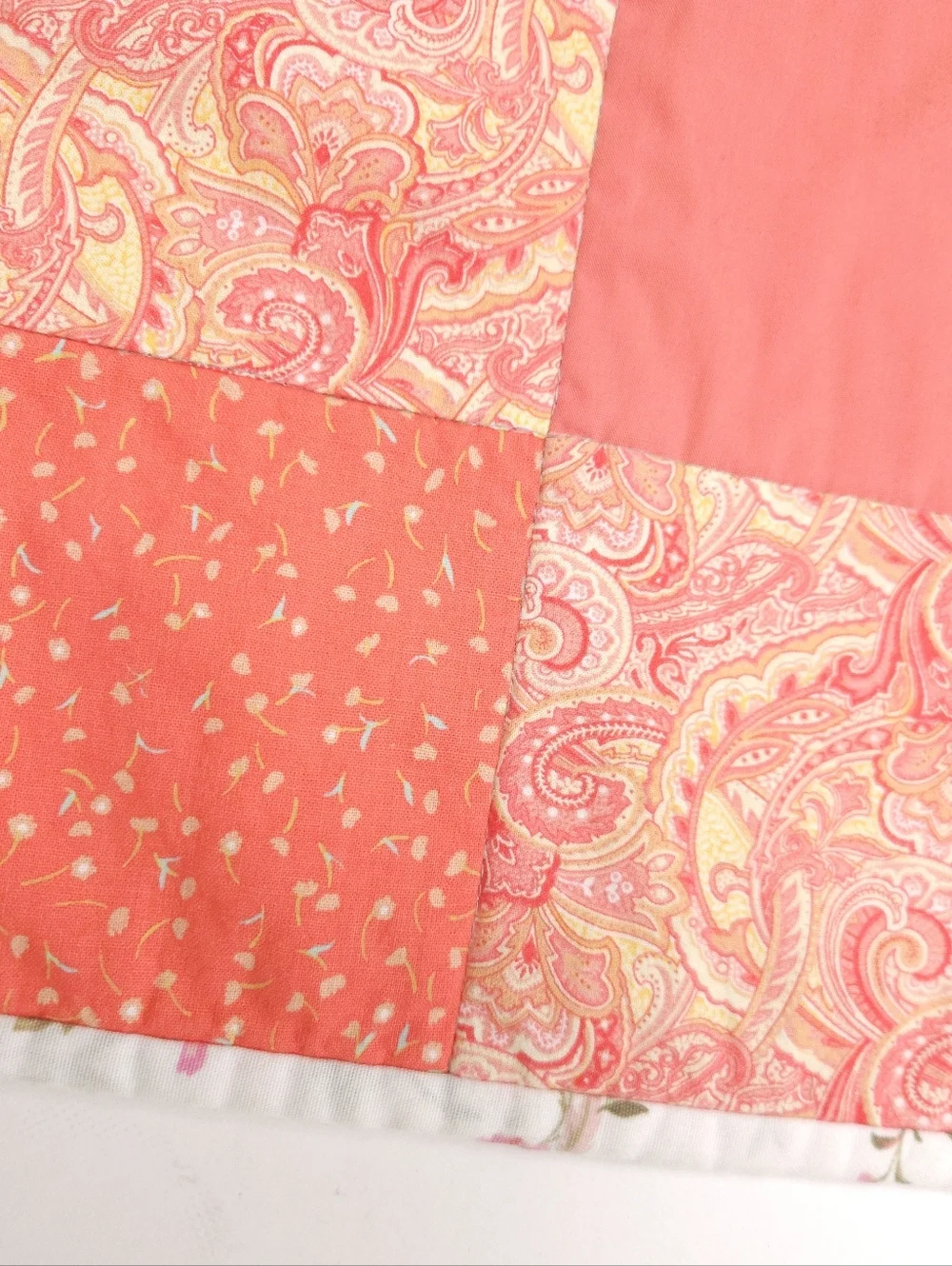 Handmade Patchwork Bright Colorful Cotton Play Lap Quilt 30x22 Inches